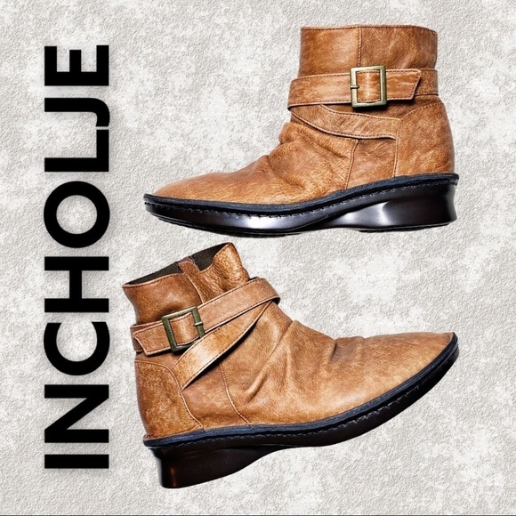 Incholje Slouchy Wedge Booties From Kobe Japan, Size 6 - Picture 1 of 9
